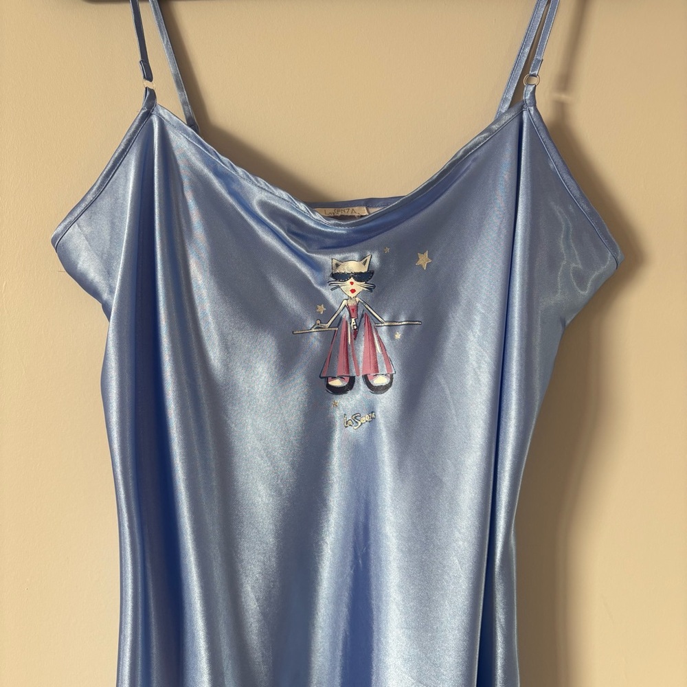 Y2K La Senza Blue Nightgown / Cat Slip Dress 🩵🐈 - Picture 3 of 9